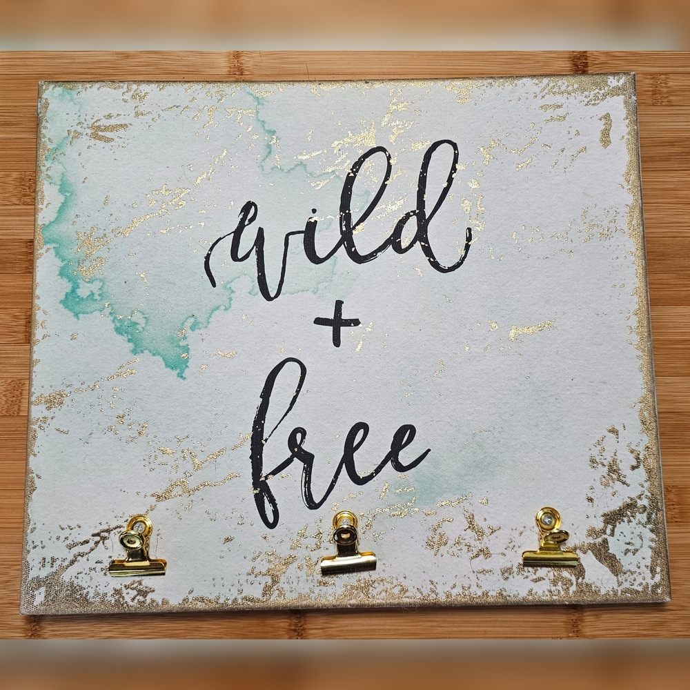 Gold and Green Wall Decor with Clips